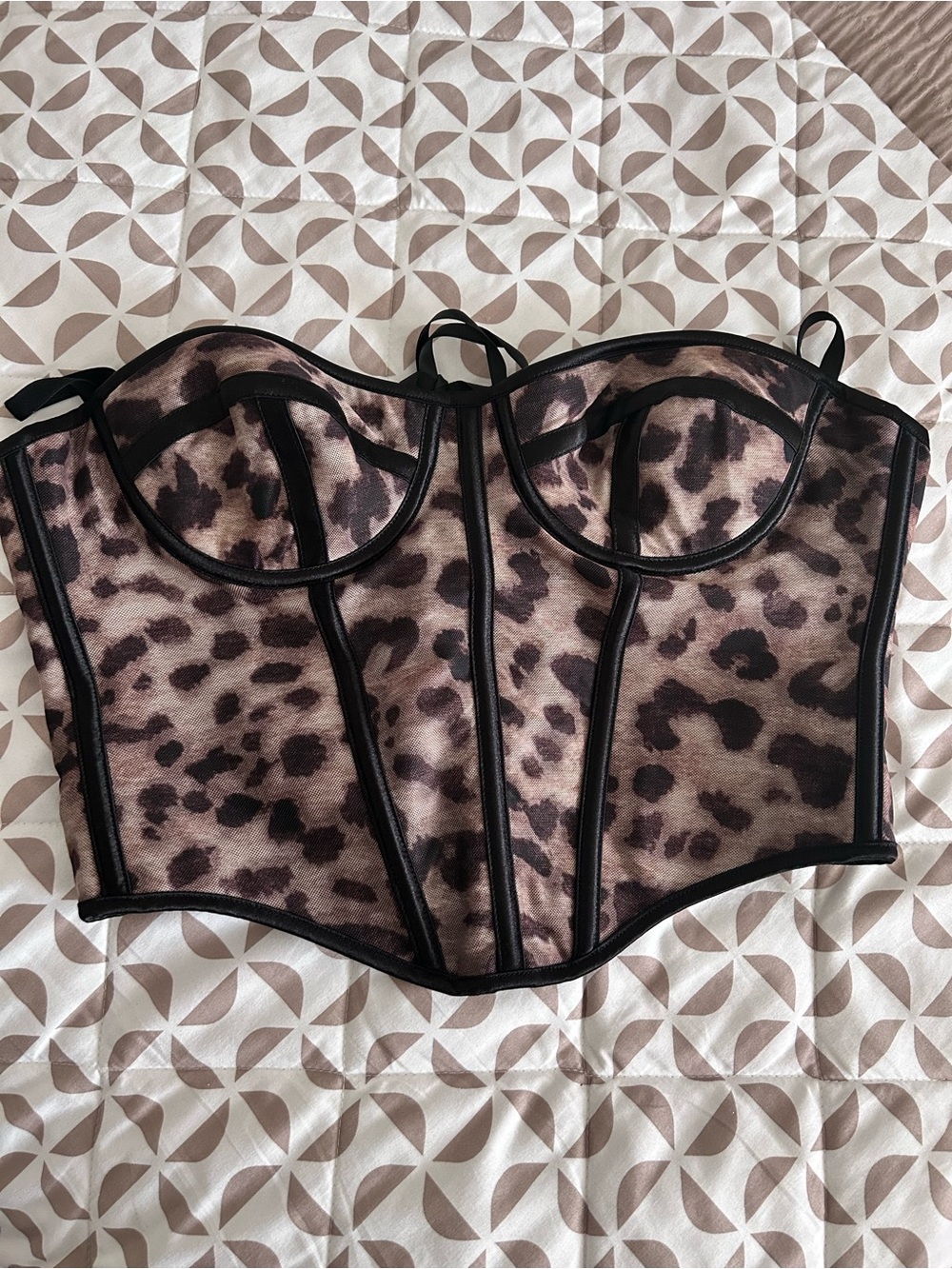 SHEIN Leopard Print Longline Bustier - Brown and Black